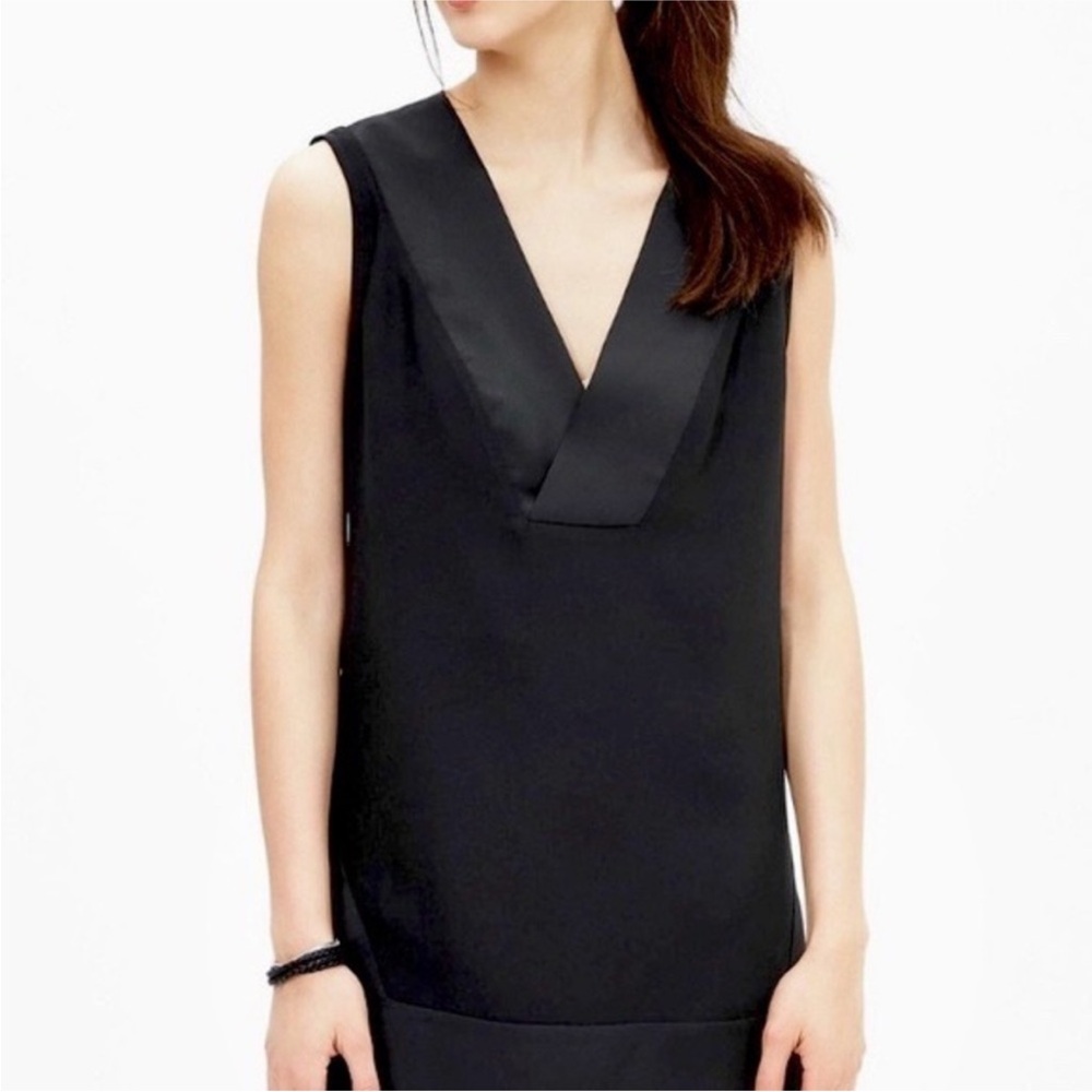 Banana Republic Black Satin Trim Sleeveless Blouse